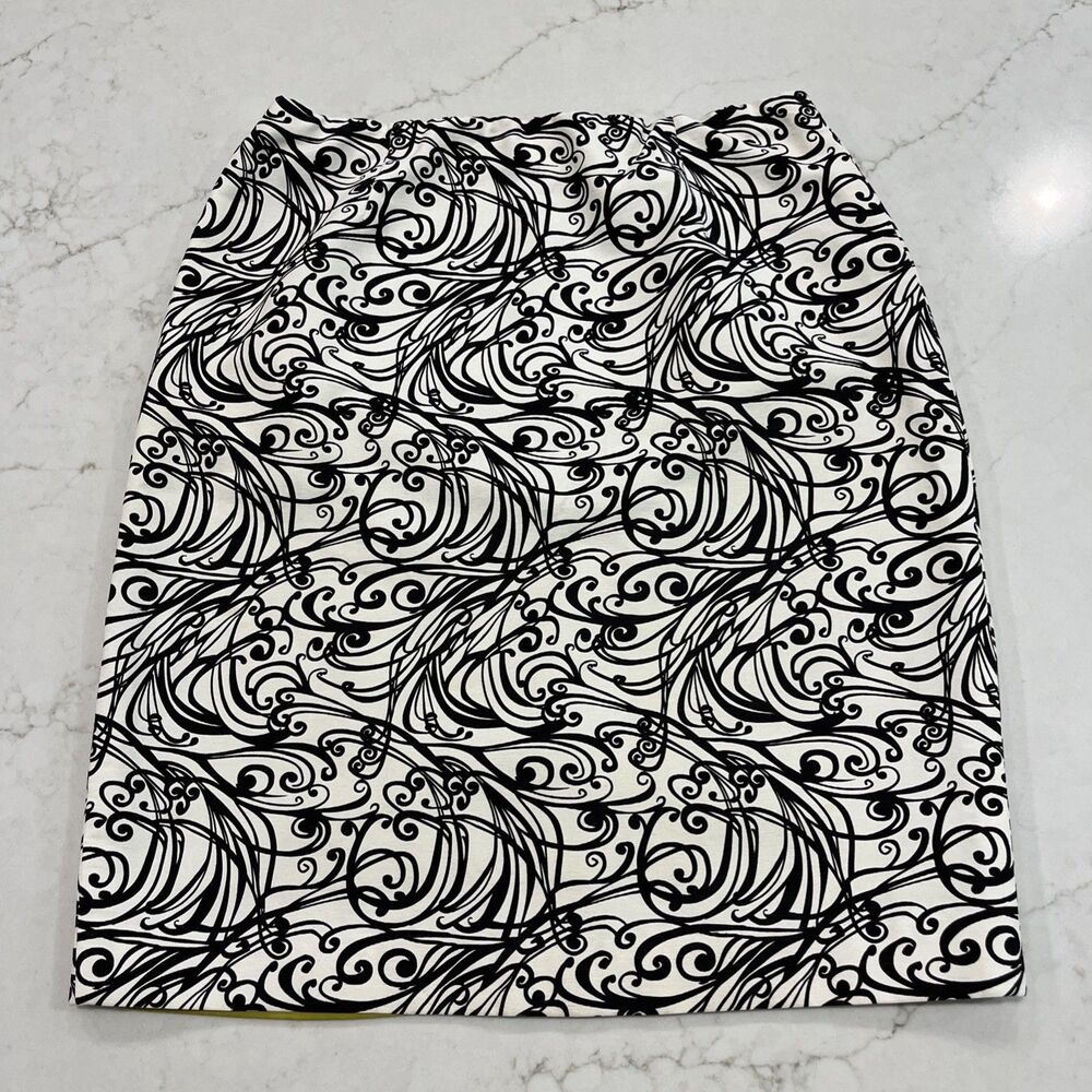 SC Sara Campbell Print Pencil Skirt Black Off White Womens‎ Small Lined Career